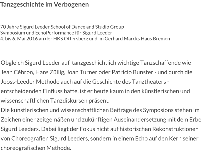 Plakat Tanzgeschichte im Verborgenen
